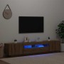 Mueble de TV luces LED madera roble artisan 200x35x40 cm en Muebles TV | Comprar online en Foru.es