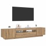 Mueble de TV luces LED madera roble artisan 200x35x40 cm en Muebles TV | Comprar online en Foru.es