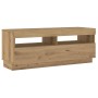 Mueble de TV luces LED madera roble artisan 200x35x40 cm en Muebles TV | Comprar online en Foru.es