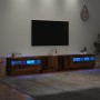 Mueble TV luces LED madera ingeniería envejecida 260x35x40 cm en Muebles TV | Comprar online en Foru.es