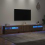 Mueble de TV luces LED madera roble artisan 260x35x40 cm en Muebles TV | Comprar online en Foru.es