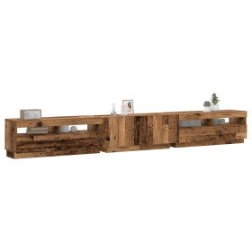 Mueble TV luces LED madera ingeniería envejecida 300x35x40 cm en Muebles TV | Comprar online en Foru.es