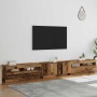 Mueble TV luces LED madera ingeniería envejecida 300x35x40 cm en Muebles TV | Comprar online en Foru.es