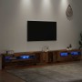 Mueble TV luces LED madera ingeniería envejecida 300x35x40 cm en Muebles TV | Comprar online en Foru.es