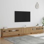 Mueble de TV luces LED madera roble artisan 300x35x40 cm en Muebles TV | Comprar online en Foru.es