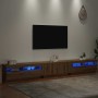 Mueble de TV luces LED madera roble artisan 300x35x40 cm en Muebles TV | Comprar online en Foru.es