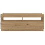 Mueble de TV luces LED madera roble artisan 300x35x40 cm en Muebles TV | Comprar online en Foru.es