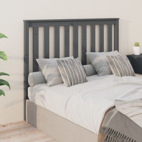 Cabecero de cama madera maciza de pino gris 146x6x101 cm de vidaXL, Cabeceros y pies de cama - Ref: Foro24-818522, Precio: 34...