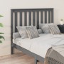 Cabecero de cama madera maciza de pino gris 146x6x101 cm de vidaXL, Cabeceros y pies de cama - Ref: Foro24-818522, Precio: 34...