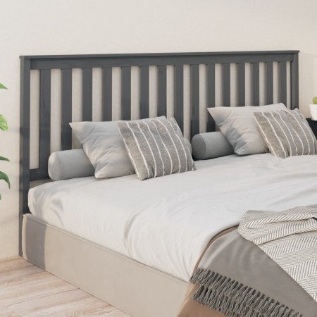 Cabecero de cama madera maciza de pino gris 206x6x101 cm de vidaXL, Cabeceros y pies de cama - Ref: Foro24-818542, Precio: 41...