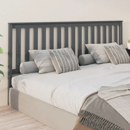 Cabecero de cama madera maciza de pino gris 206x6x101 cm de vidaXL, Cabeceros y pies de cama - Ref: Foro24-818542, Precio: 41...