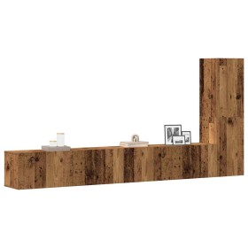 Conjunto de mueble de TV 3 piezas montado la pared madera vieja en Muebles TV | Comprar online en Foru.es