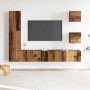 Conjunto de mueble de TV 5 piezas montado la pared madera vieja en Muebles TV | Comprar online en Foru.es