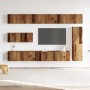 Conjunto de mueble de TV 7 piezas montado la pared madera vieja en Muebles TV | Comprar online en Foru.es