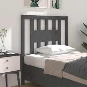 Cabecero madera maciza de pino gris 96x4x100 cm de vidaXL, Cabeceros y pies de cama - Ref: Foro24-818652, Precio: 23,23 €, De...