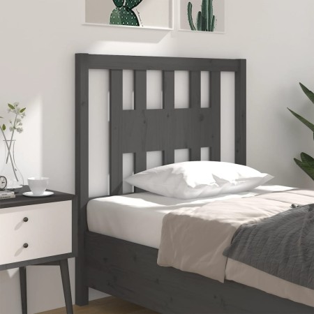 Cabecero madera maciza de pino gris 96x4x100 cm de vidaXL, Cabeceros y pies de cama - Ref: Foro24-818652, Precio: 23,23 €, De...