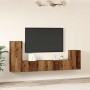 Conjunto de mueble de TV 4 piezas montado la pared madera vieja en Muebles TV | Comprar online en Foru.es