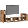 Conjunto de mueble de TV 4 piezas montado la pared madera vieja en Muebles TV | Comprar online en Foru.es