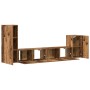 Conjunto de mueble de TV 4 piezas montado la pared madera vieja en Muebles TV | Comprar online en Foru.es