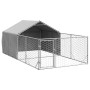 Caseta perros exterior con corral 4x2x1,5 m acero galvanizado en Casetas para perros | Comprar online en Foru.es