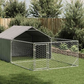 Caseta perros exterior con corral 5x2x1,5 m acero galvanizado en Casetas para perros | Comprar online en Foru.es