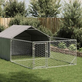 Caseta perros exterior con corral 7x2x1,5 m acero galvanizado en Casetas para perros | Comprar online en Foru.es