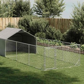 Caseta perros exterior con corral 6x2x1,5 m acero galvanizado en Casetas para perros | Comprar online en Foru.es
