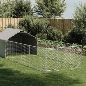 Caseta perros exterior con corral 6x2x1,5 m acero galvanizado en Casetas para perros | Comprar online en Foru.es