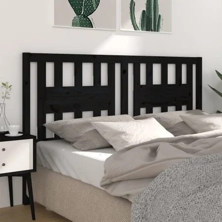 Solid black pine wood headboard 126x4x100 cm by vidaXL, Headboards and footboards - Ref: Foro24-818664, Price: 32,80 €, Disco...