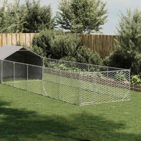 Caseta perros exterior con corral 8x2x1,5 m acero galvanizado en Casetas para perros | Comprar online en Foru.es