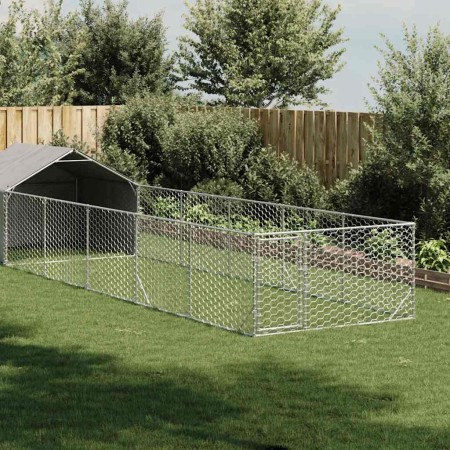 Caseta perros exterior con corral 8x2x1,5 m acero galvanizado en Casetas para perros | Comprar online en Foru.es