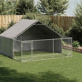 Caseta perros exterior con corral 3x3x1,9 m acero galvanizado en Casetas para perros | Comprar online en Foru.es