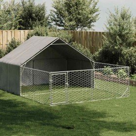 Caseta perros exterior con corral 5x3x1,9 m acero galvanizado en Casetas para perros | Comprar online en Foru.es