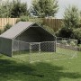 Caseta perros exterior con corral 5x3x1,9 m acero galvanizado en Casetas para perros | Comprar online en Foru.es