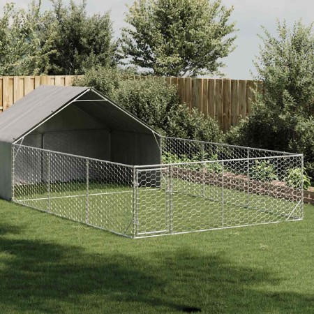 Caseta perros exterior con corral 7x3x1,9 m acero galvanizado en Casetas para perros | Comprar online en Foru.es