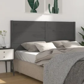 Cabecero madera maciza de pino gris 126x4x100 cm de vidaXL, Cabeceros y pies de cama - Ref: Foro24-818712, Precio: 38,48 €, D...