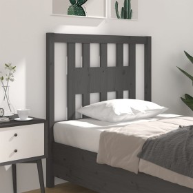 Cabecero madera maciza de pino gris 106x4x100 cm de vidaXL, Cabeceros y pies de cama - Ref: Foro24-818657, Precio: 24,60 €, D...