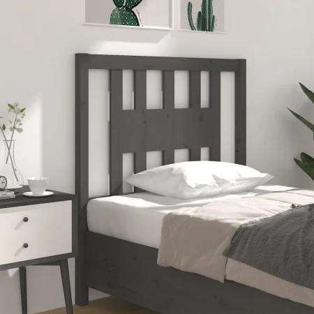 Cabecero madera maciza de pino gris 106x4x100 cm de vidaXL, Cabeceros y pies de cama - Ref: Foro24-818657, Precio: 24,60 €, D...