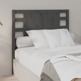 Cabecero madera maciza de pino gris 81x4x100 cm de vidaXL, Cabeceros y pies de cama - Ref: Foro24-818747, Precio: 44,78 €, De...
