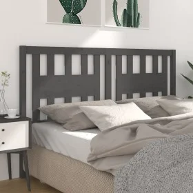 Cabecero madera maciza de pino gris 156x4x100 cm de vidaXL, Cabeceros y pies de cama - Ref: Foro24-818677, Precio: 35,54 €, D...