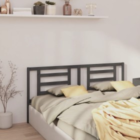 Cabecero de cama madera maciza de pino gris 206x4x100 cm de vidaXL, Cabeceros y pies de cama - Ref: Foro24-818842, Precio: 36...