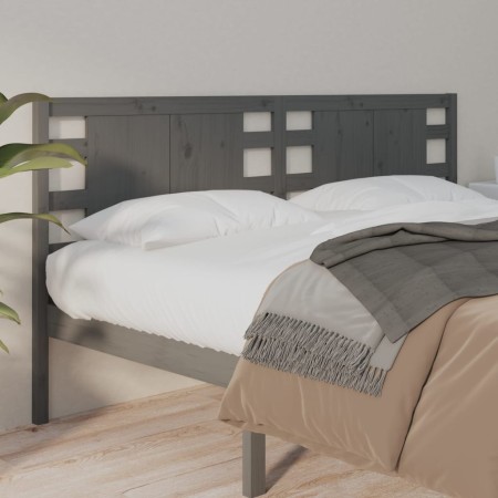 Cabecero madera maciza de pino gris 126x4x100 cm de vidaXL, Cabeceros y pies de cama - Ref: Foro24-818762, Precio: 32,80 €, D...