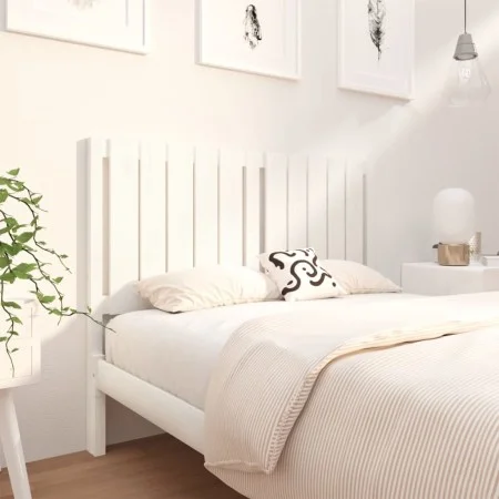 Solid white pine wood bed headboard 125.5x4x100 cm by vidaXL, Headboards and footboards - Ref: Foro24-818861, Price: 43,29 €,...