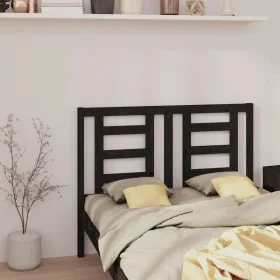 Solid black pine wood bed headboard 126x4x100 cm by vidaXL, Headboards and footboards - Ref: Foro24-818814, Price: 30,07 €, D...