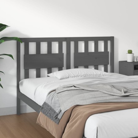 Cabecero de cama madera maciza de pino gris 125,5x4x100 cm de vidaXL, Cabeceros y pies de cama - Ref: Foro24-818562, Precio: ...