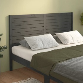 Cabecero de cama madera maciza de pino gris 126x4x100 cm de vidaXL, Cabeceros y pies de cama - Ref: Foro24-819012, Precio: 57...