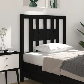 Solid black pine wood headboard 106x4x100 cm by vidaXL, Headboards and footboards - Ref: Foro24-818659, Price: 24,60 €, Disco...