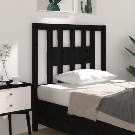 Cabecero madera maciza de pino negro 106x4x100 cm de vidaXL, Cabeceros y pies de cama - Ref: Foro24-818659, Precio: 24,60 €, ...