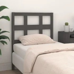 Cabecero de cama madera maciza de pino gris 80,5x4x100 cm de vidaXL, Cabeceros y pies de cama - Ref: Foro24-818897, Precio: 3...