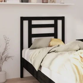 Solid black pine wood bed headboard 81x4x100 cm by vidaXL, Headboards and footboards - Ref: Foro24-818799, Price: 21,86 €, Di...
